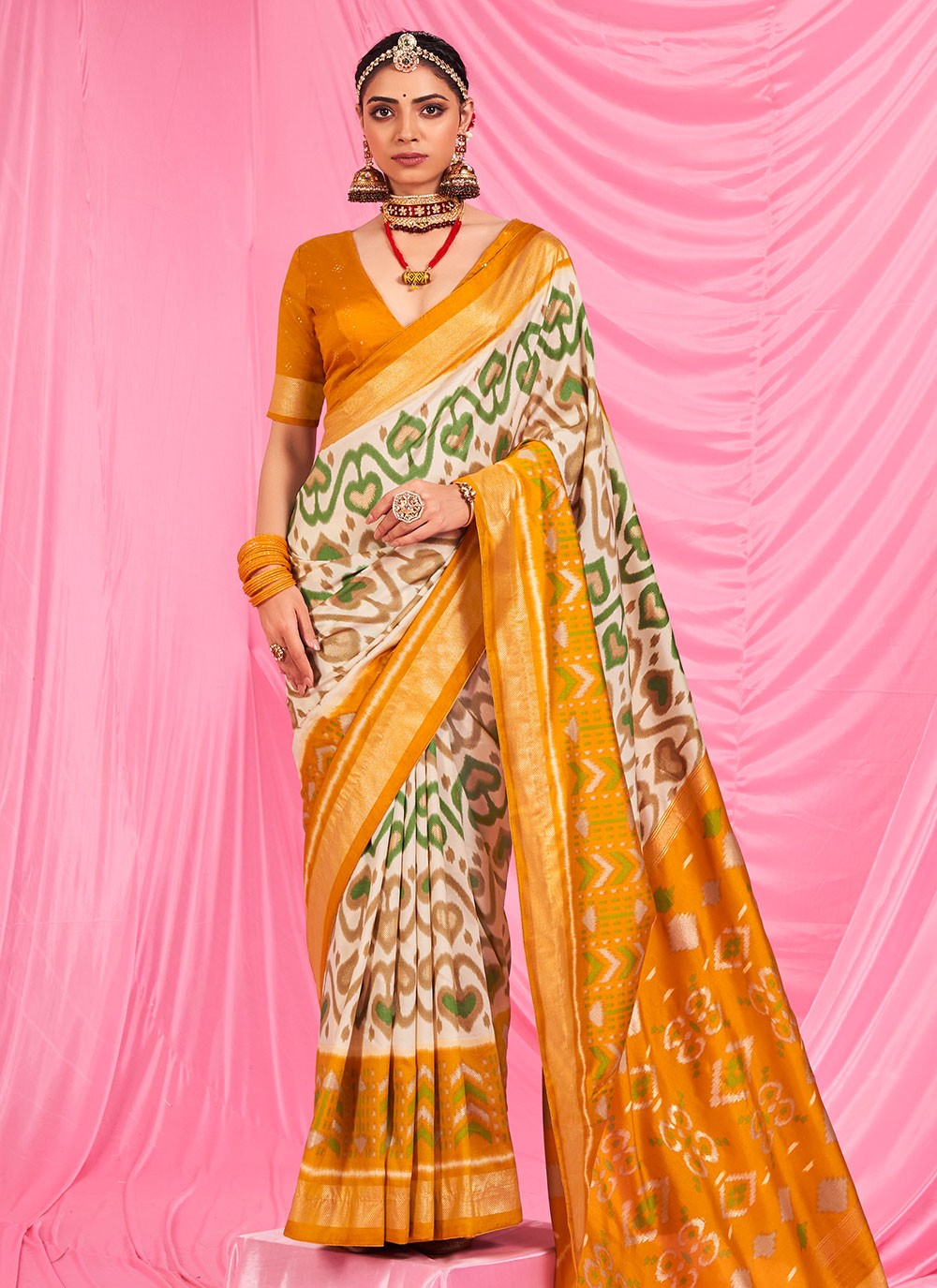 Classic Printed Patola Silk Saree - S6072