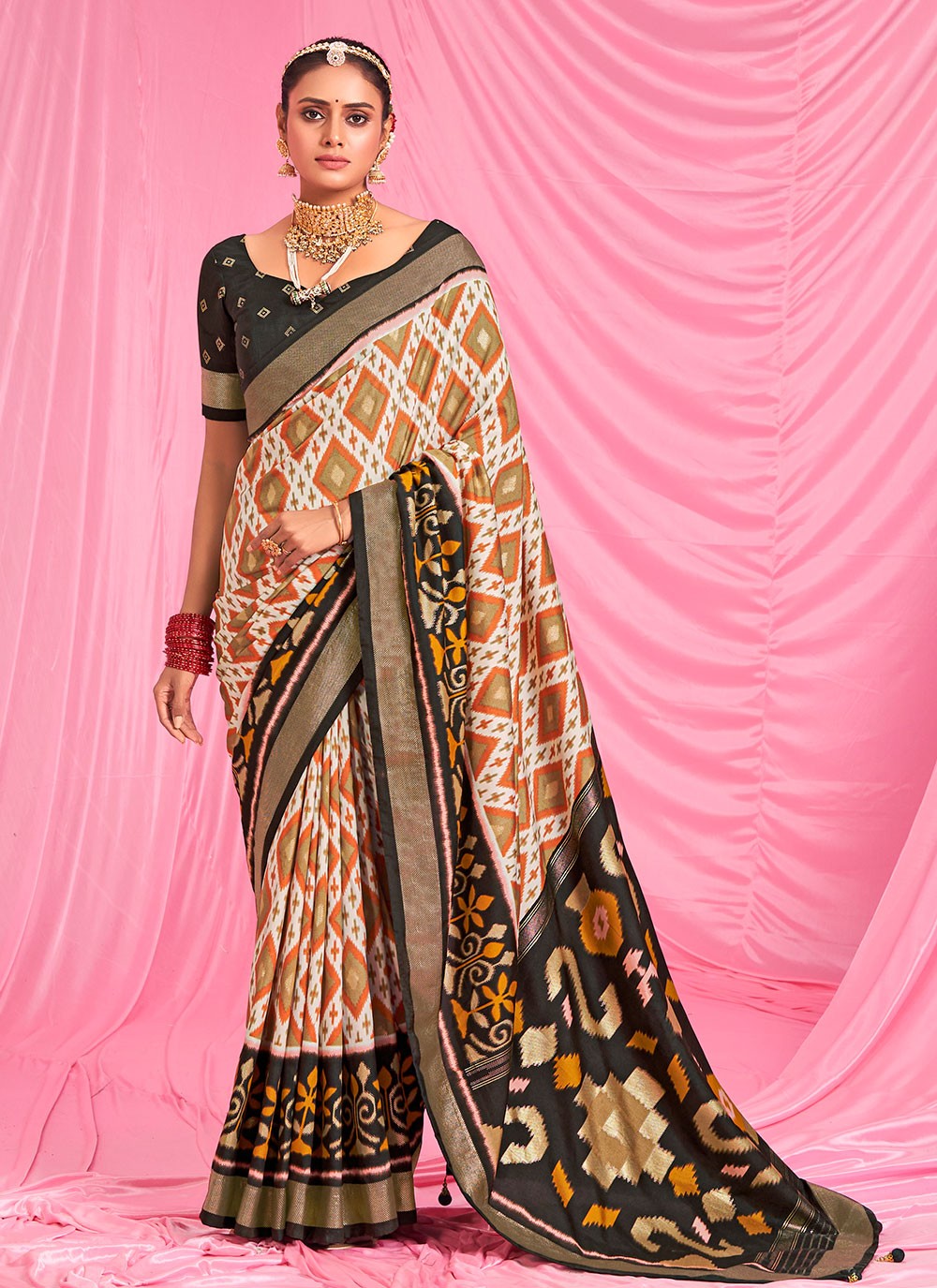 Classic Printed Patola Silk Saree - S6072