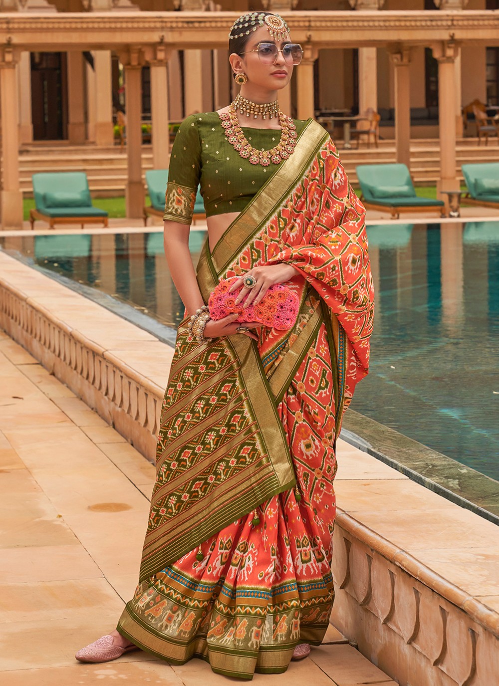 Contemporary Foliage Prints Patola Silk Saree - S2221