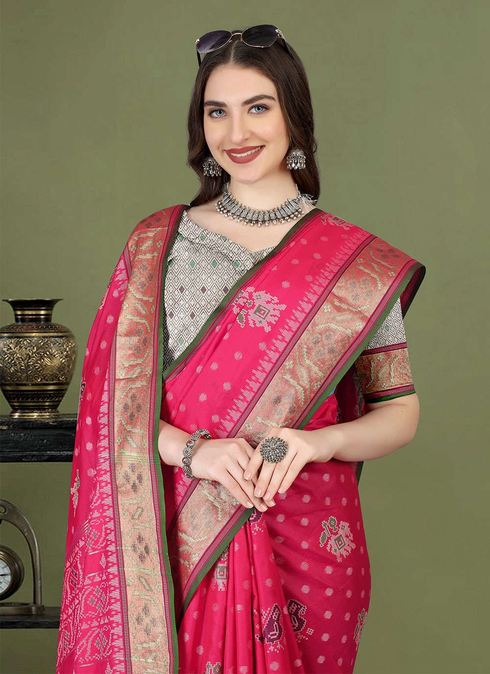 Trendy Meenakari Patola Silk Saree - S4903