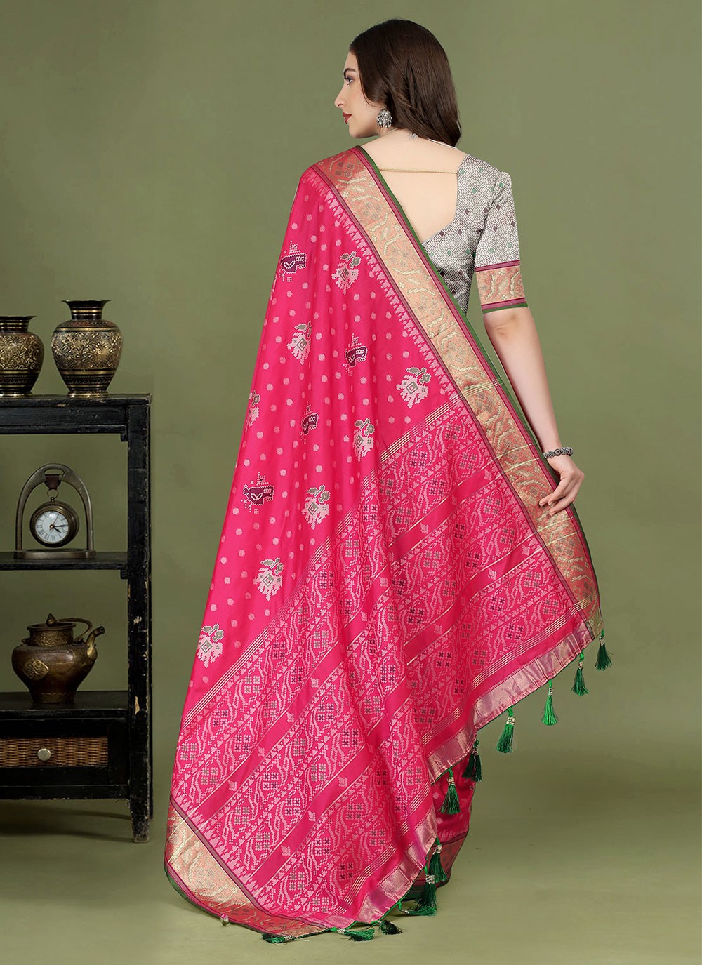 Trendy Meenakari Patola Silk Saree - S4903