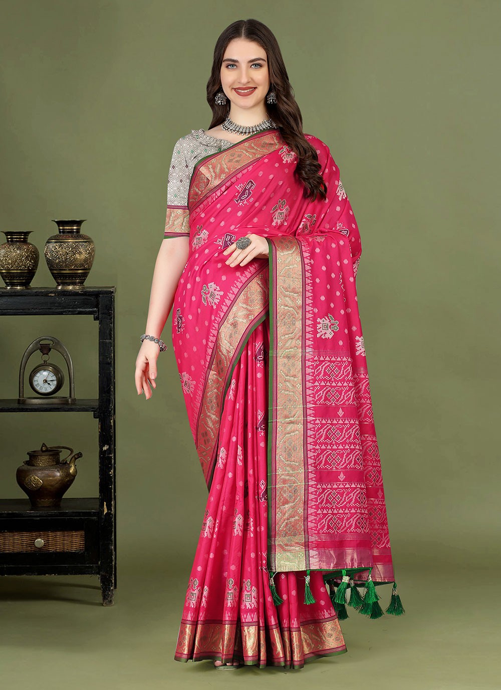 Trendy Meenakari Patola Silk Saree - S4903