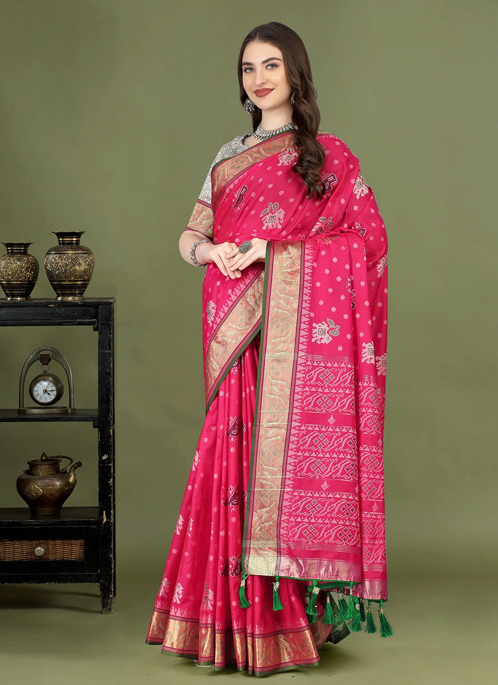 Trendy Meenakari Patola Silk Saree - S4903