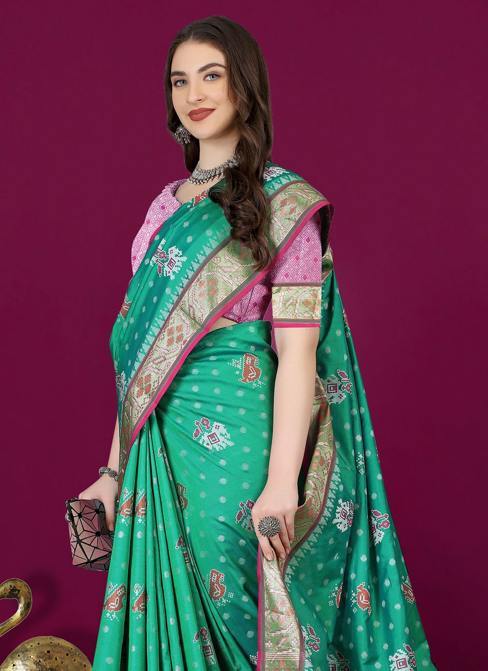 Trendy Meenakari Patola Silk Saree - S4903