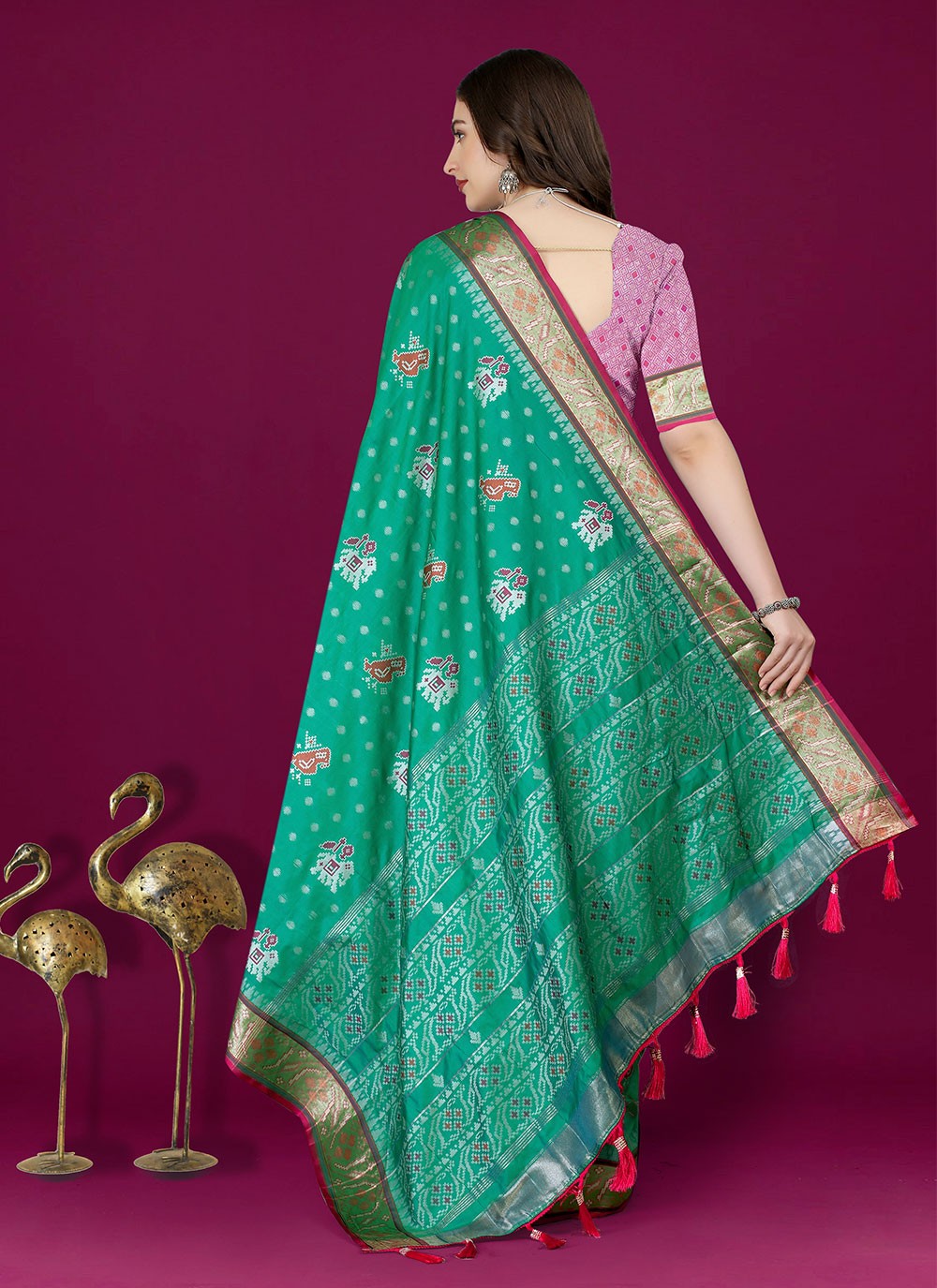 Trendy Meenakari Patola Silk Saree - S4903