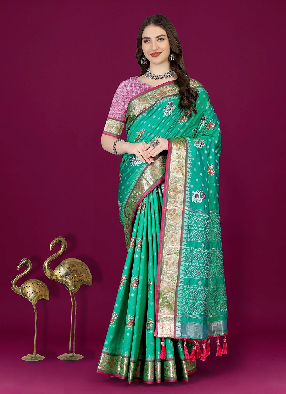 Trendy Meenakari Patola Silk Saree - S4903