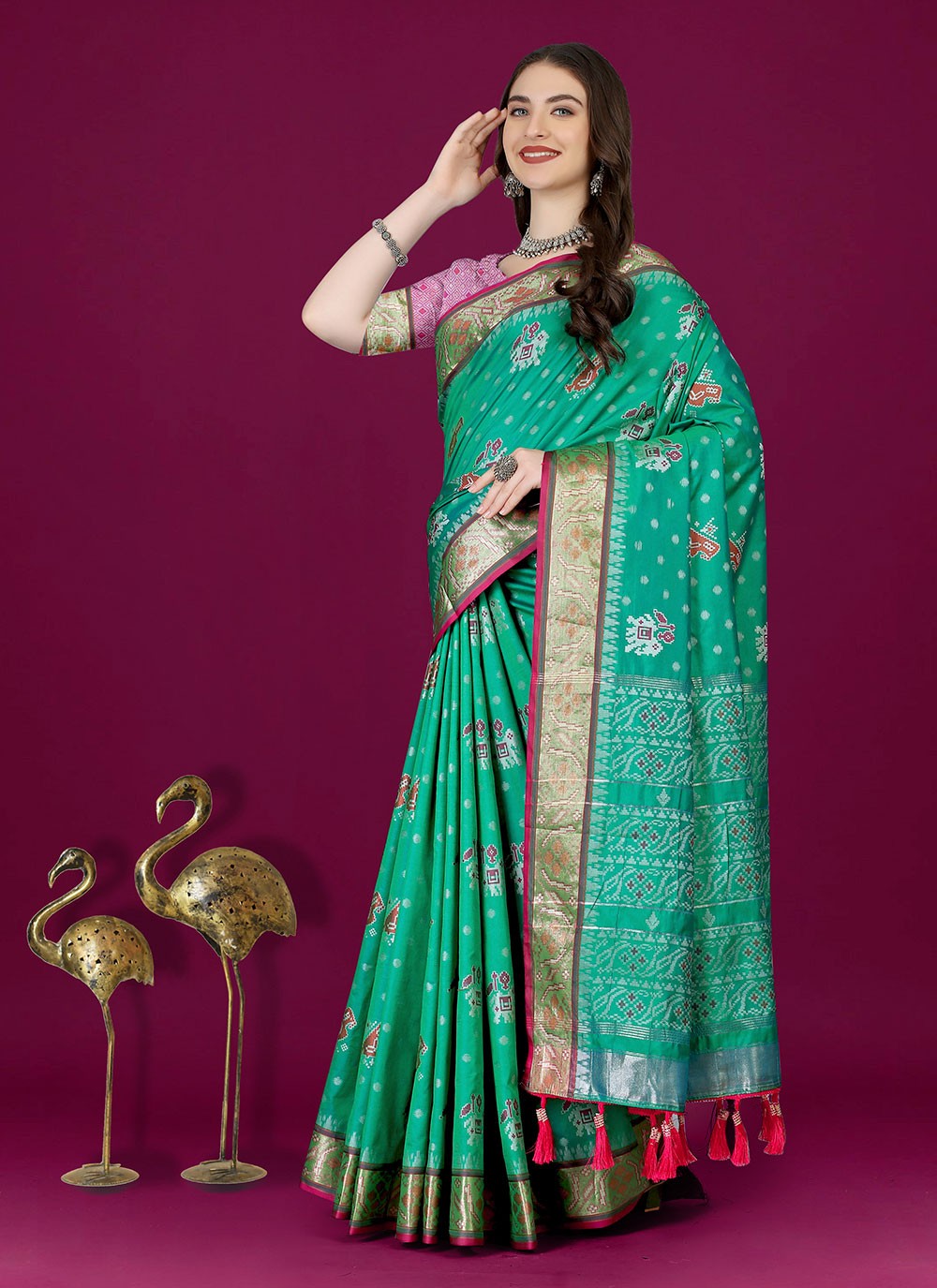 Trendy Meenakari Patola Silk Saree - S4903