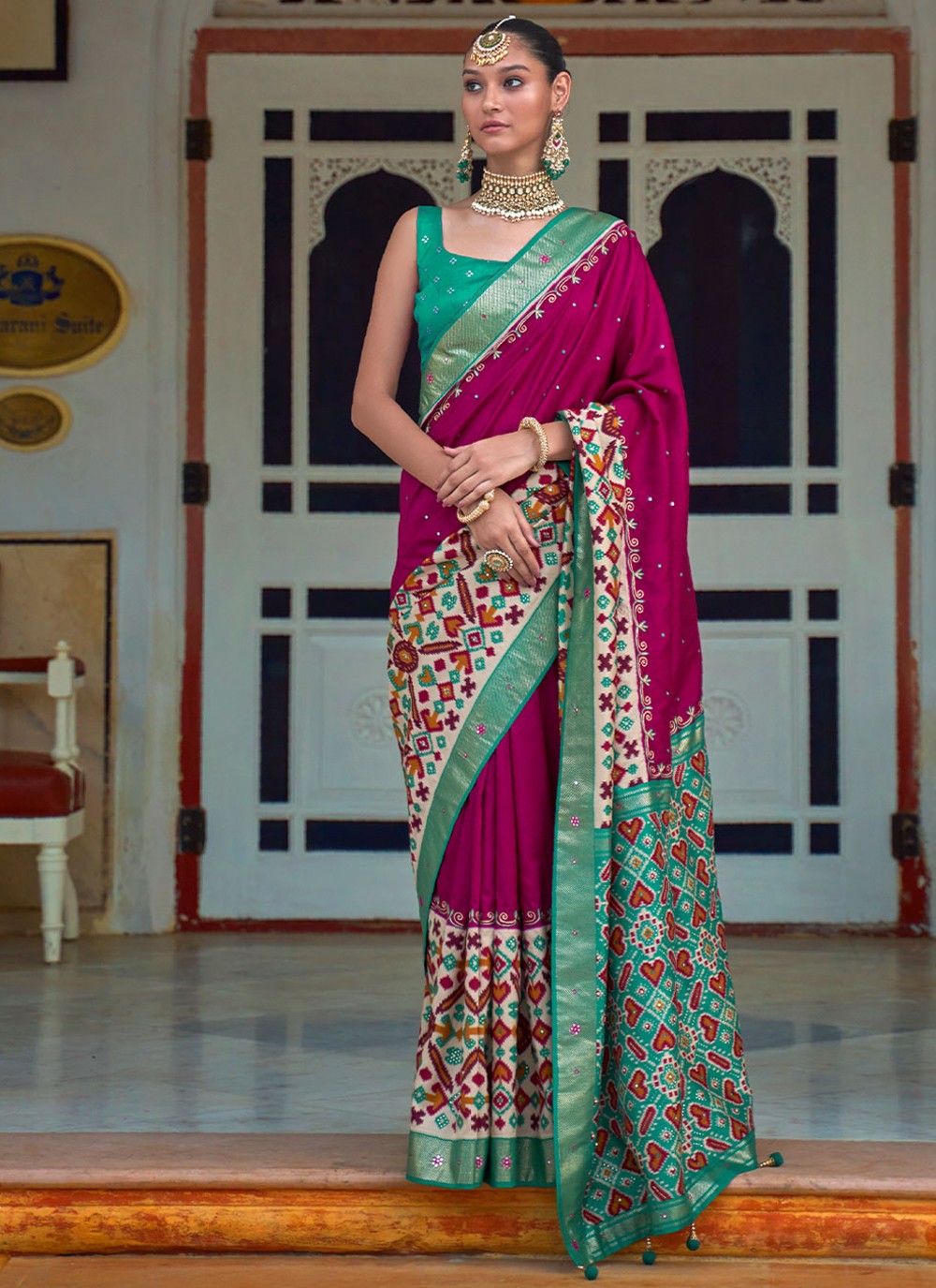 Classic Aari Work Patola Silk Saree - S1944