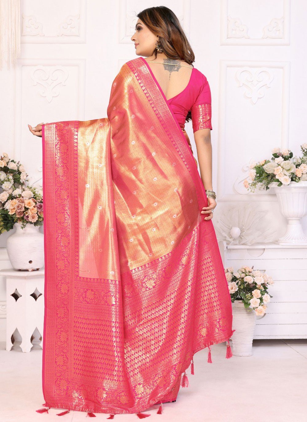 Weaving Zari, Zari Banarasi Silk Saree - S12052