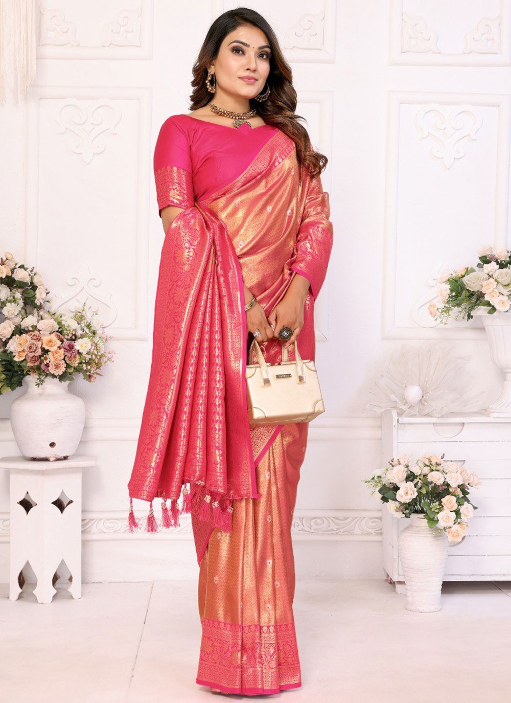 Weaving Zari, Zari Banarasi Silk Saree - S12052