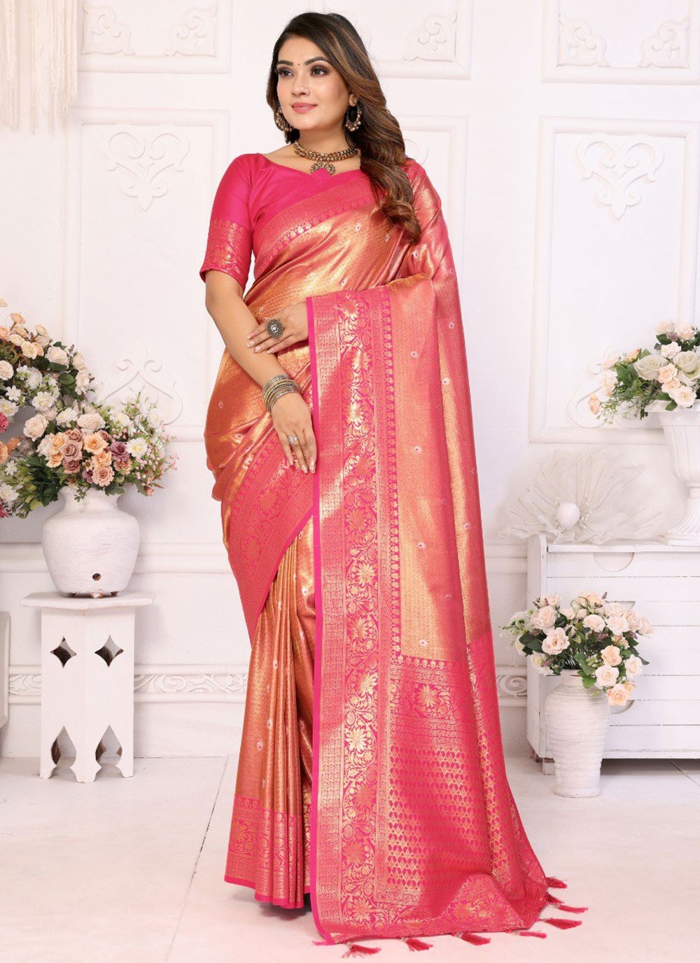 Weaving Zari, Zari Banarasi Silk Saree - S12052