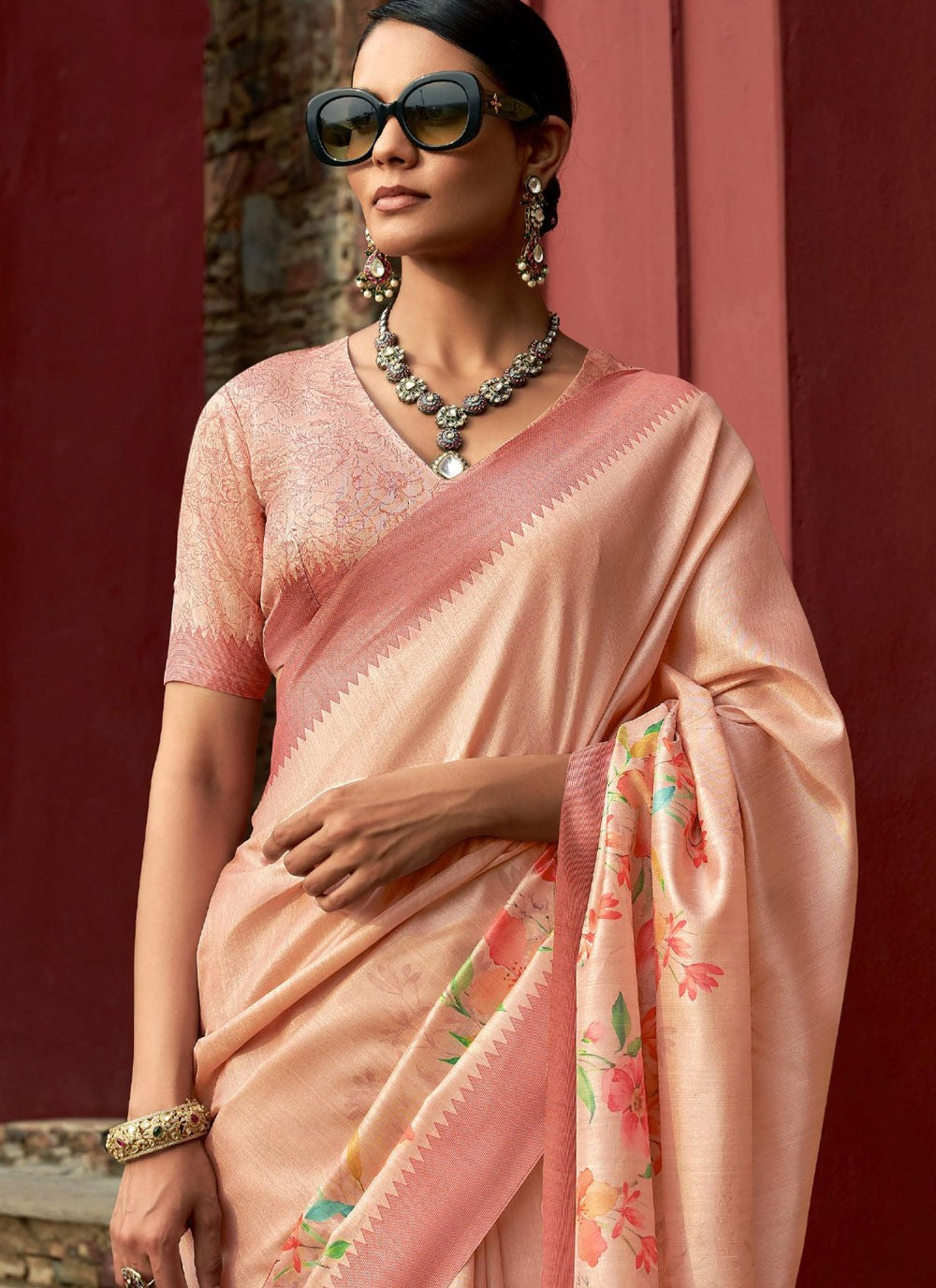 Classic Digital Print Art Silk Saree - S9564