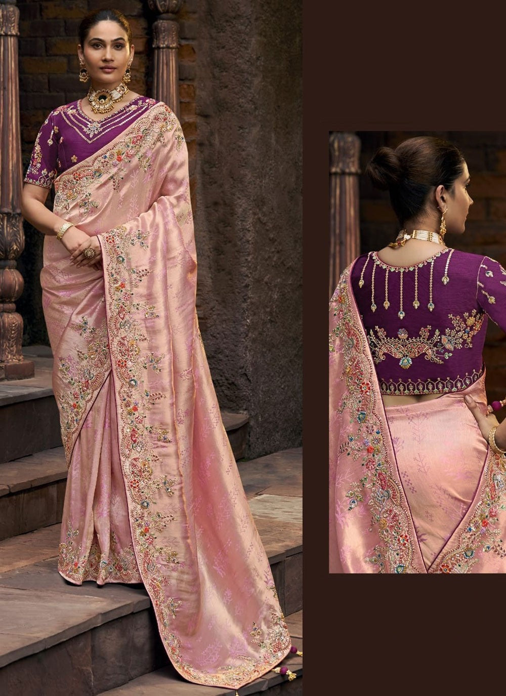 Classic Embroidered Tissue, Viscose Saree - S9502