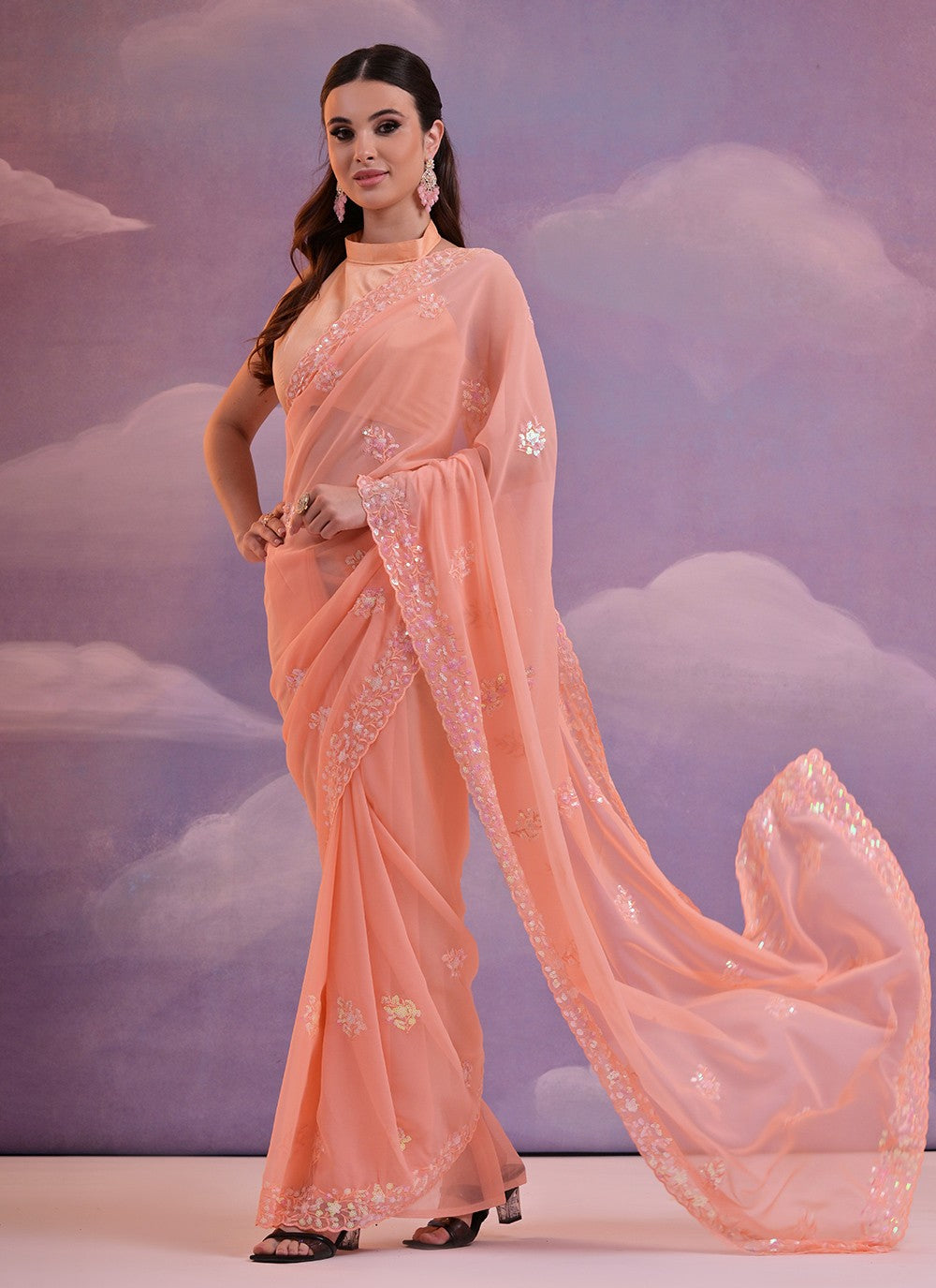 Casual Embroidered Georgette Saree - S6510