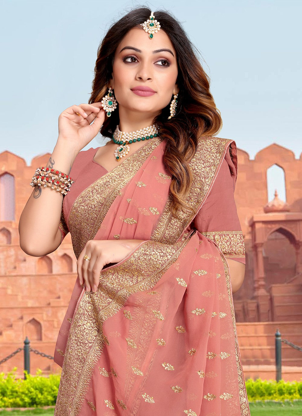 Classic Embroidered Georgette Saree - S3313