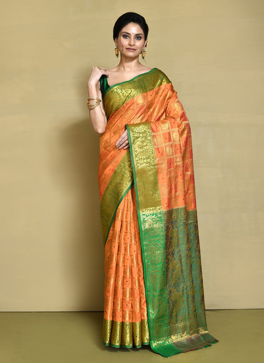 Contemporary Hand Embroidery Organza Saree - S9227