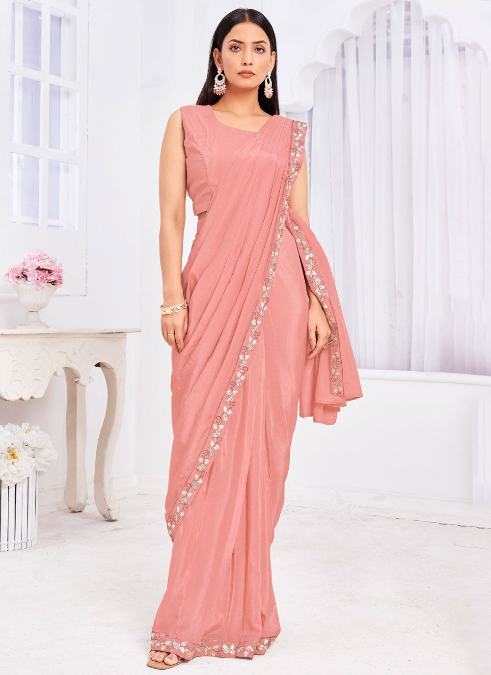 Classic Plain Georgette Saree - S6436