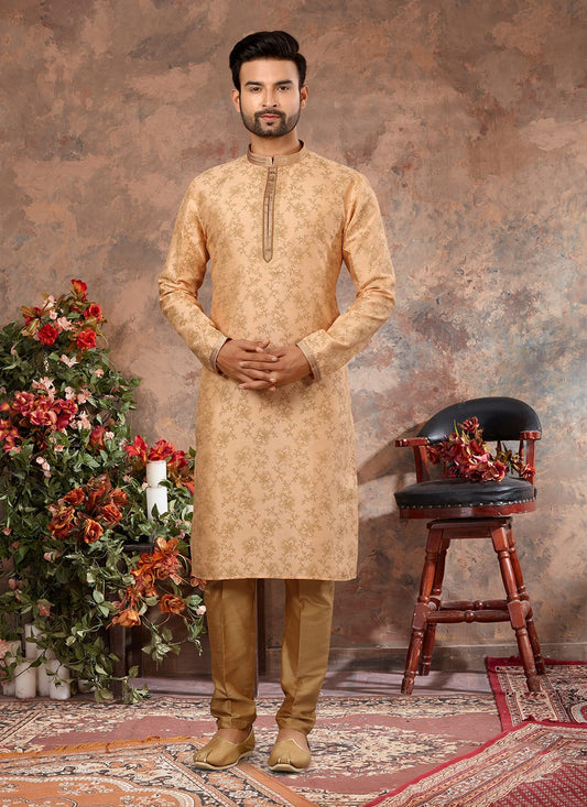 Digital Print Silk Peach Kurta Pyjama - M3016