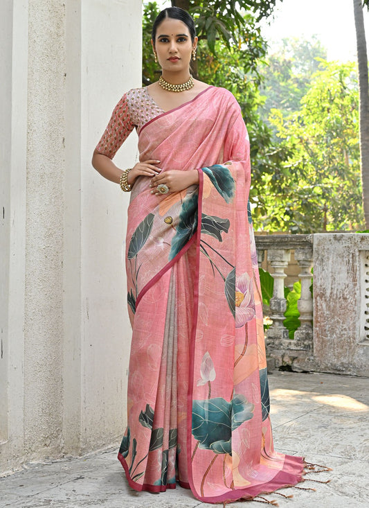 Classic Floral Printed Cotton Silk Saree - S6495