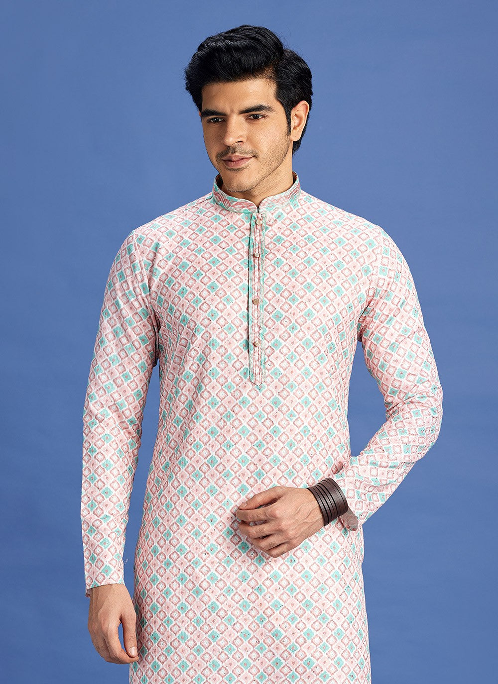 Digital Print Cotton Peach Kurta Pyjama - M6945