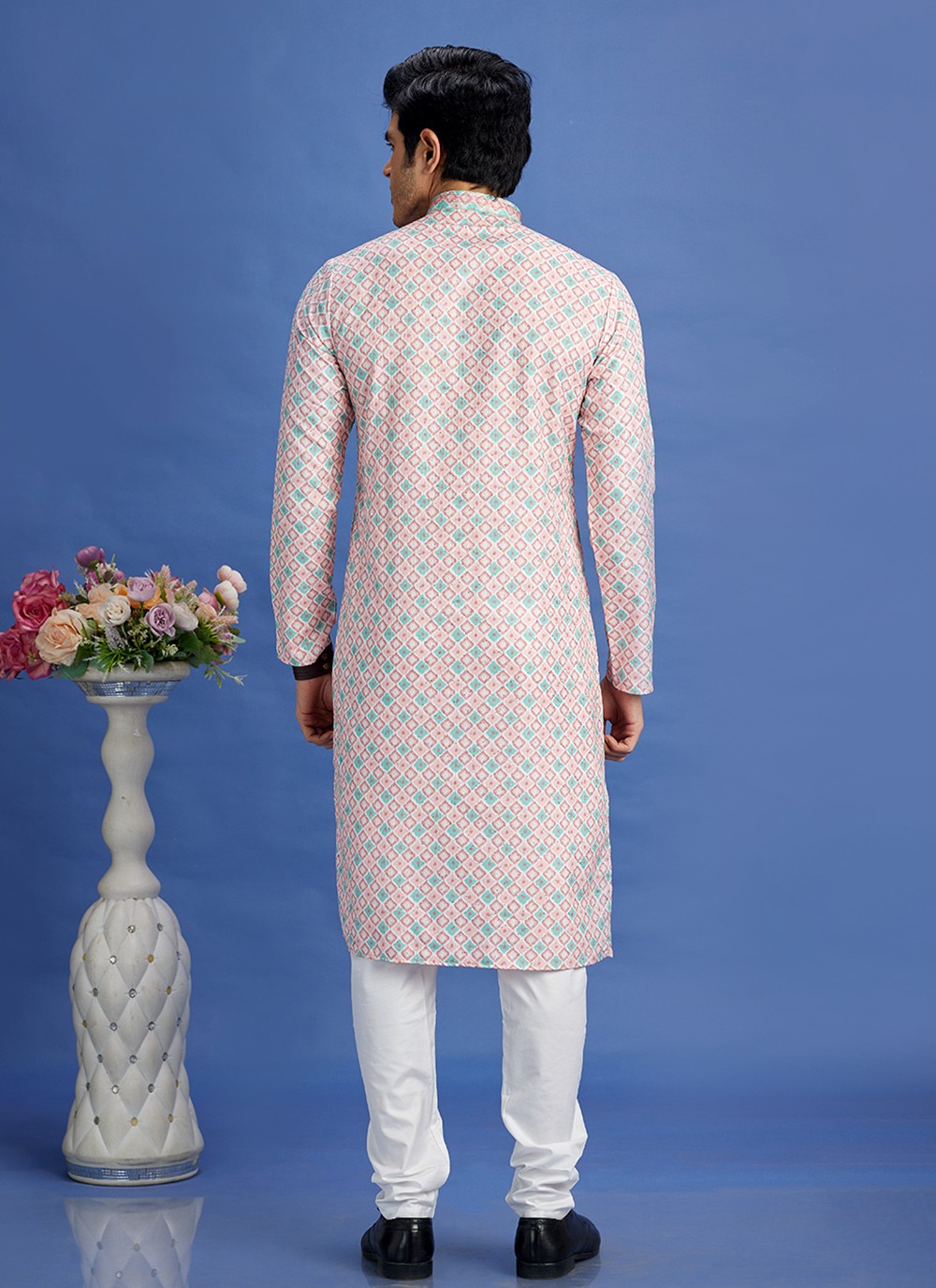 Digital Print Cotton Peach Kurta Pyjama - M6945