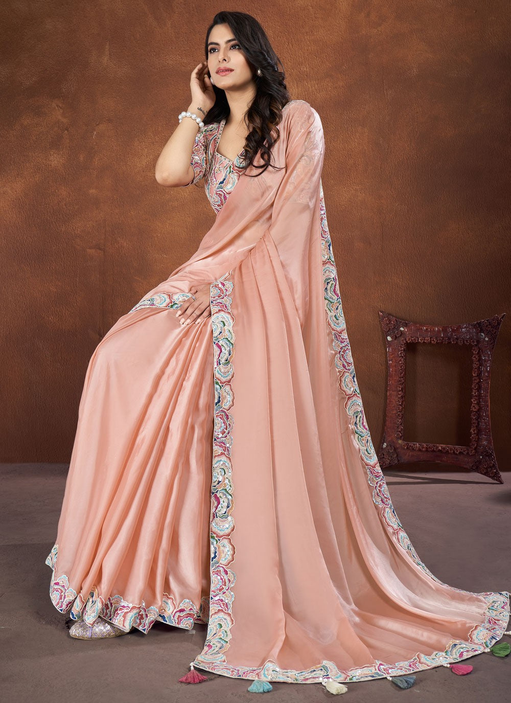 Classic Moti Banarasi Silk, Crush Saree - S5862