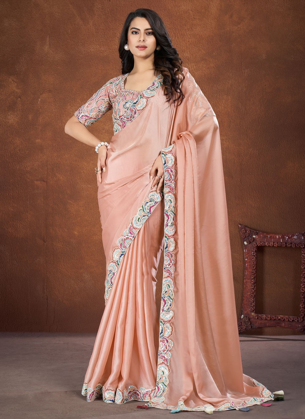 Classic Moti Banarasi Silk, Crush Saree - S5862