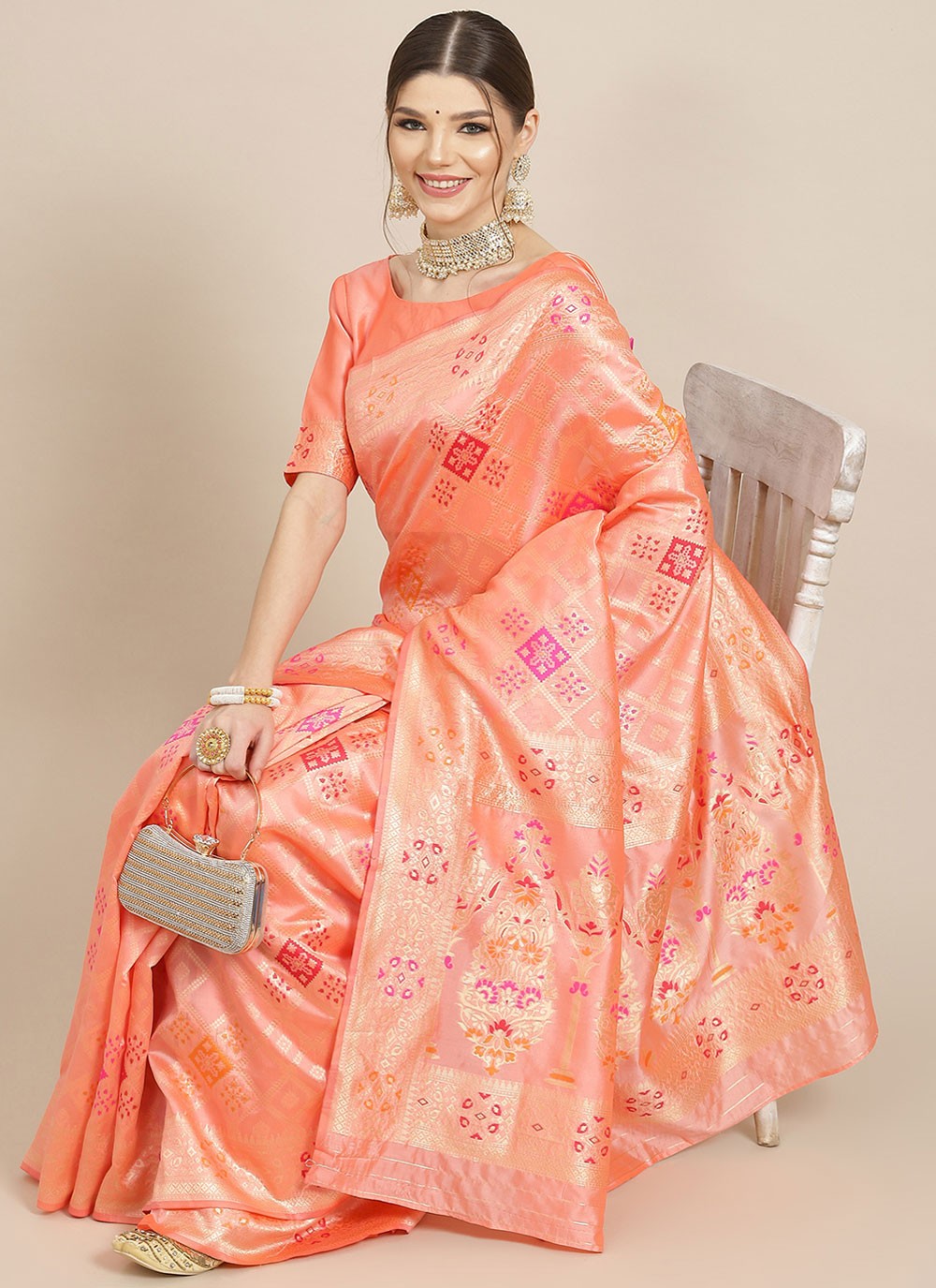 Classic Embroidered Banarasi Silk Saree - S1193