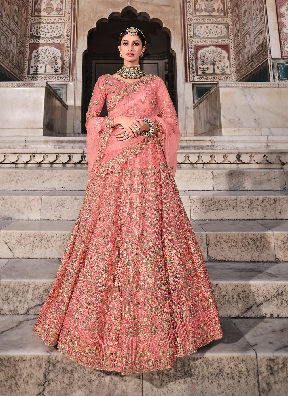 Sequins Faux Georgette A - Line Lehenga - L0402