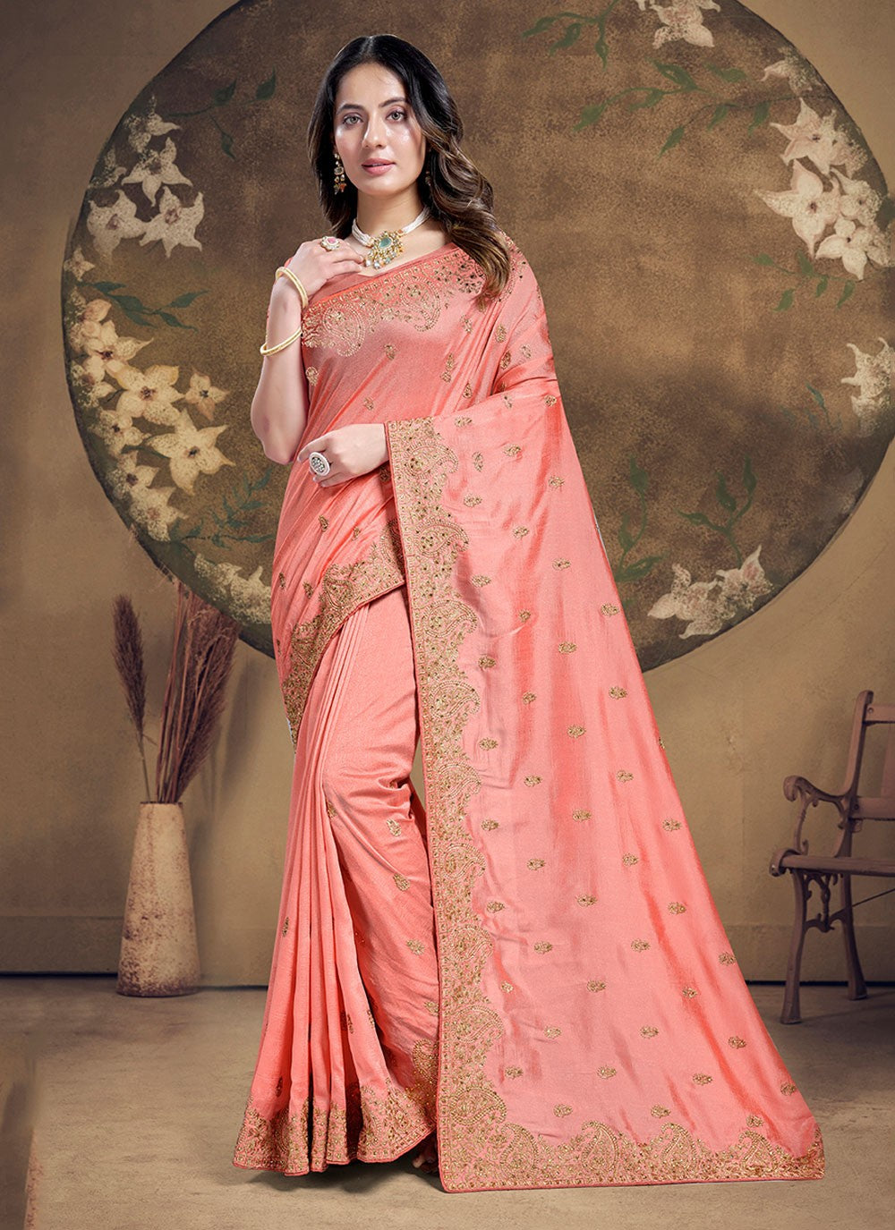 Classic Embroidered Silk Saree - S5933