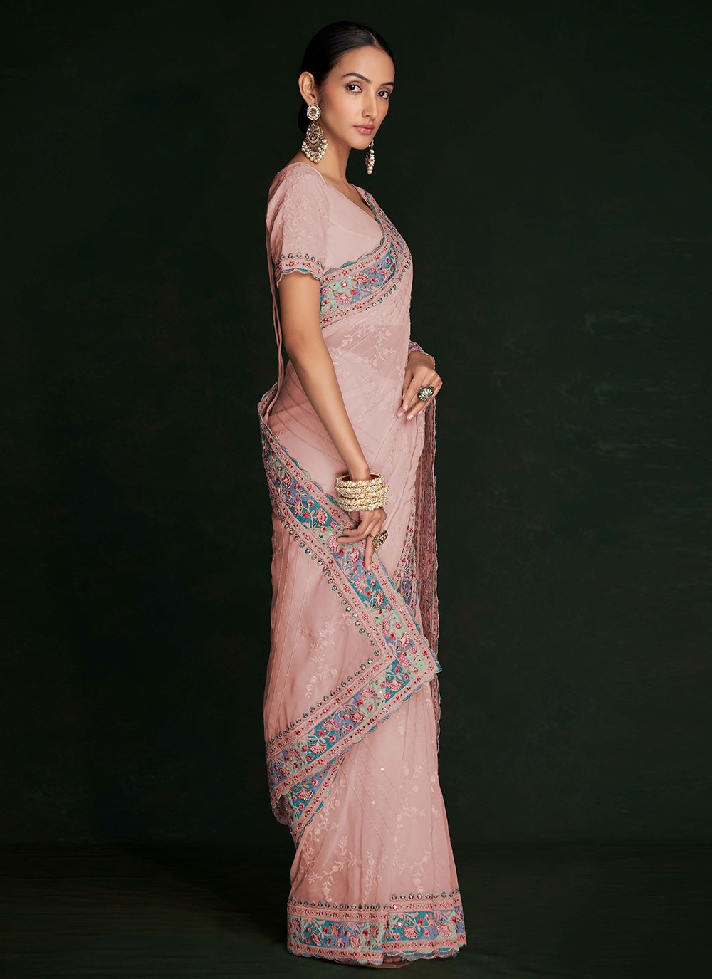 Designer Lucknowi Work Georgette Saree - S2848