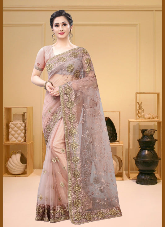 Classic Embroidered Net Saree - S0347