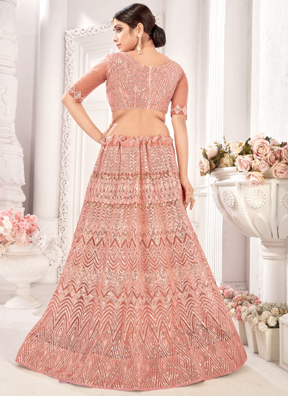 Embroidered Net A - Line Lehenga - L0187