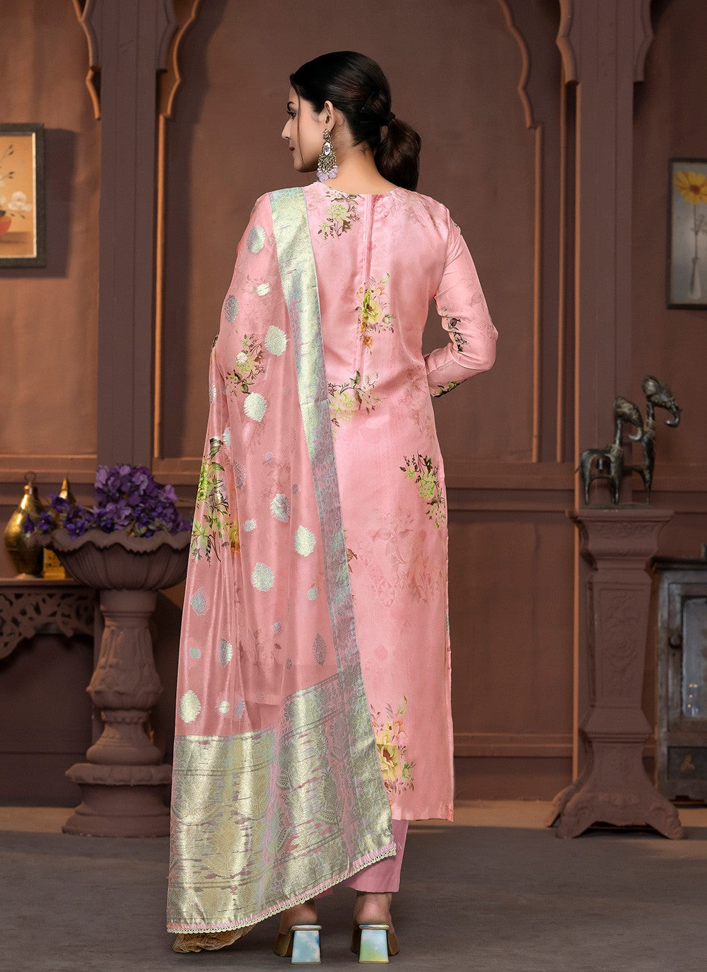 Organza, Viscose Pant Style Suit - T3430