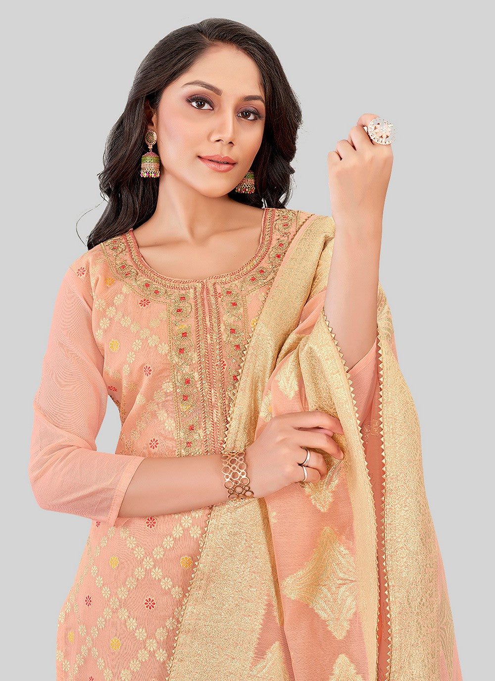 Chanderi Silk Pant Style Suit - T2505