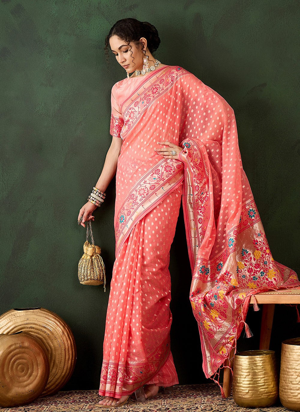 Contemporary Woven Cotton Saree - S8317