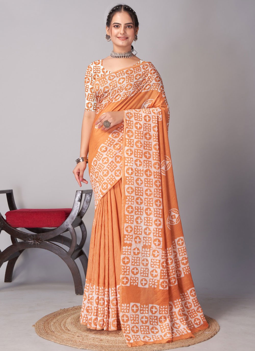 Printed Chanderi Cotton Saree - S11986