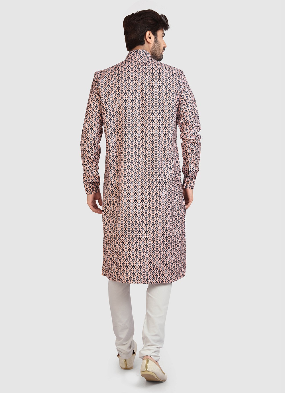 Printed Cotton Peach Kurta Pyjama - M2711