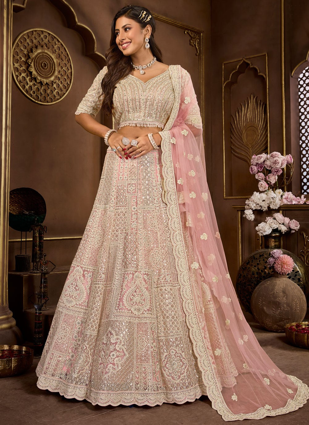 Embroidered Net Readymade Lehenga Choli - L2515