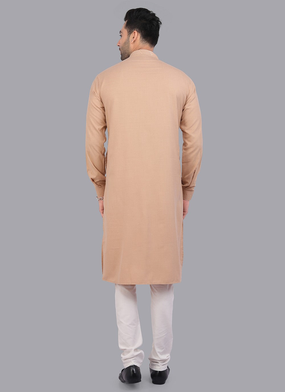 Plain Art Silk Peach Kurta Pyjama - M6728