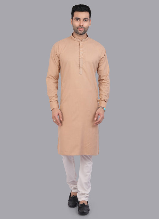 Plain Art Silk Peach Kurta Pyjama - M6728