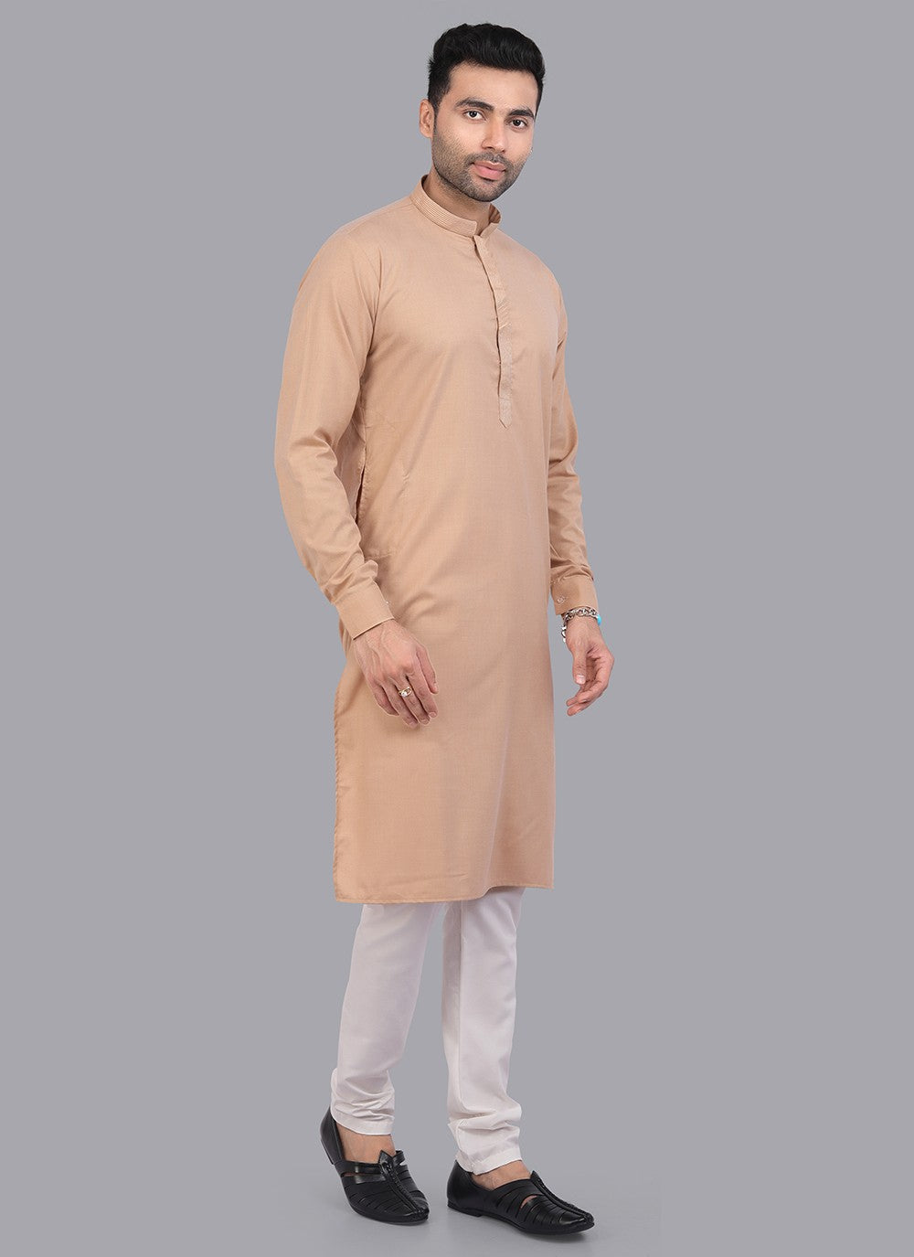 Plain Art Silk Peach Kurta Pyjama - M6728