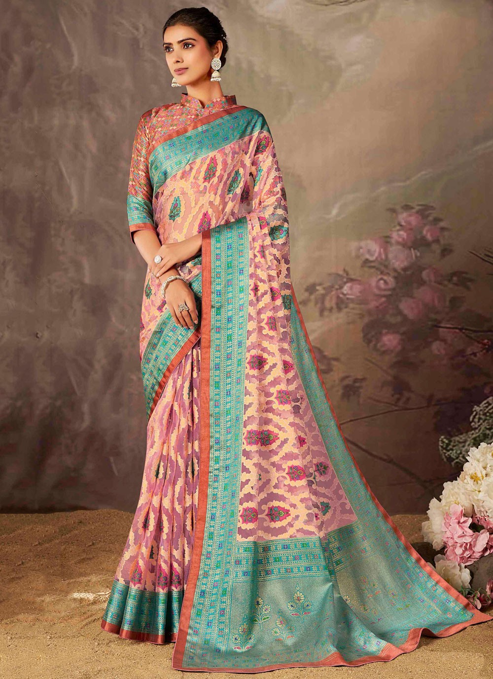 Weaving Zari Organza Saree - S12112