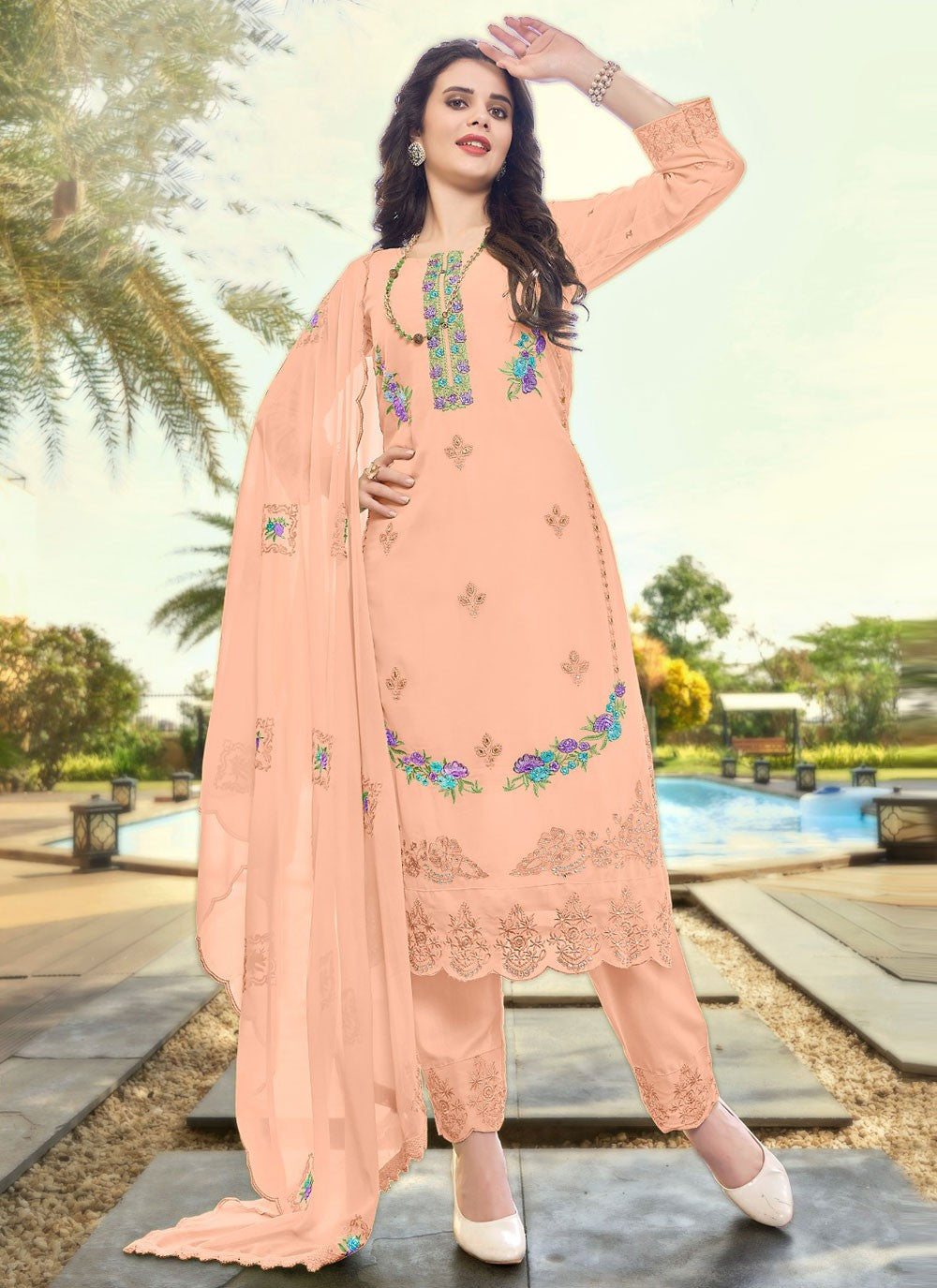 Faux Georgette Salwar Suit - T2026