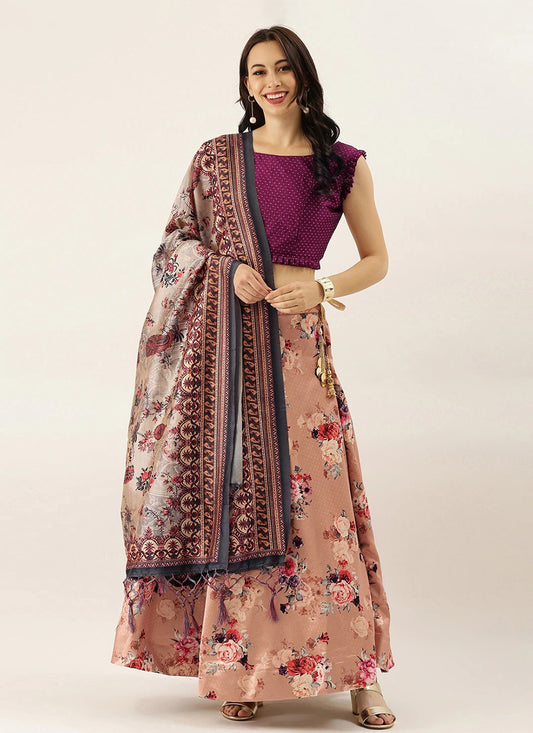 Digital Print Satin Silk A - Line Lehenga - L2124