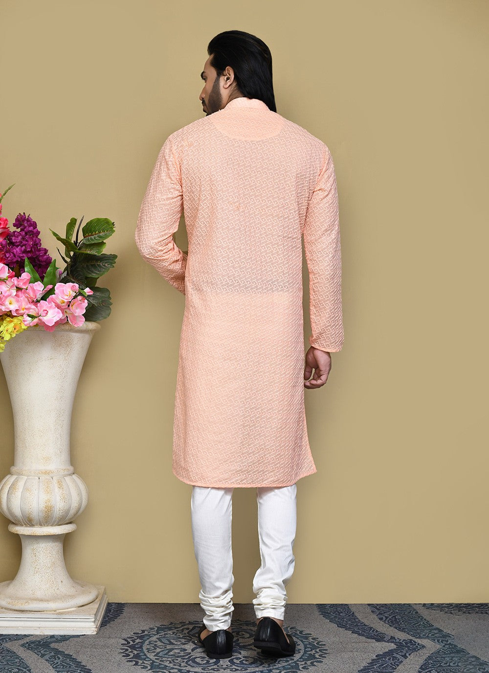 Buttons Cotton Peach Kurta Pyjama - M7796