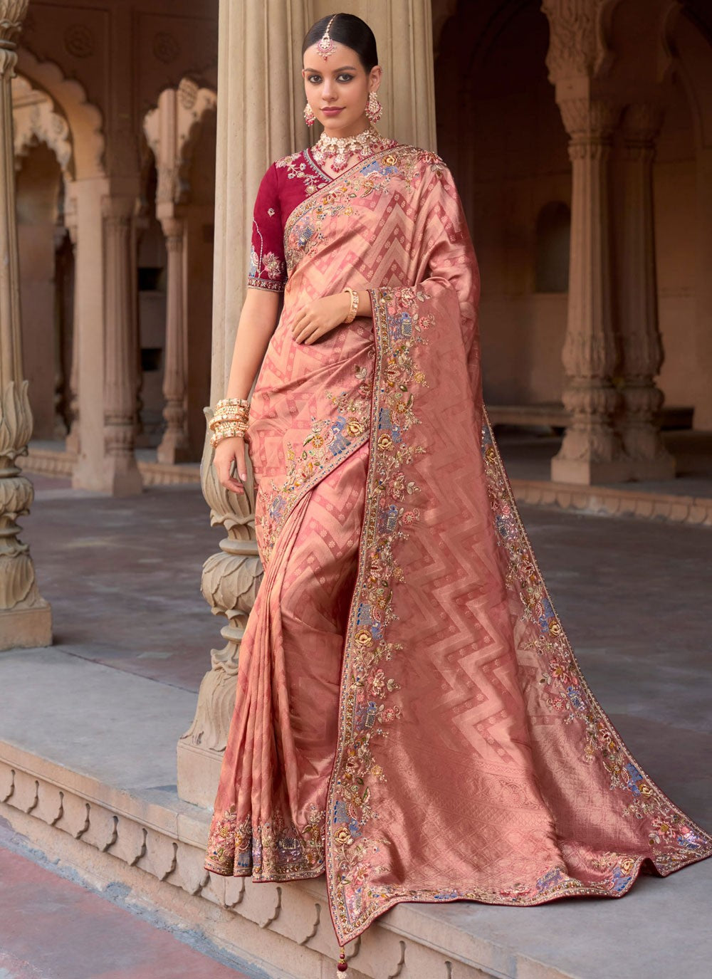 Classic Border Work Organza, Silk Saree - S8699