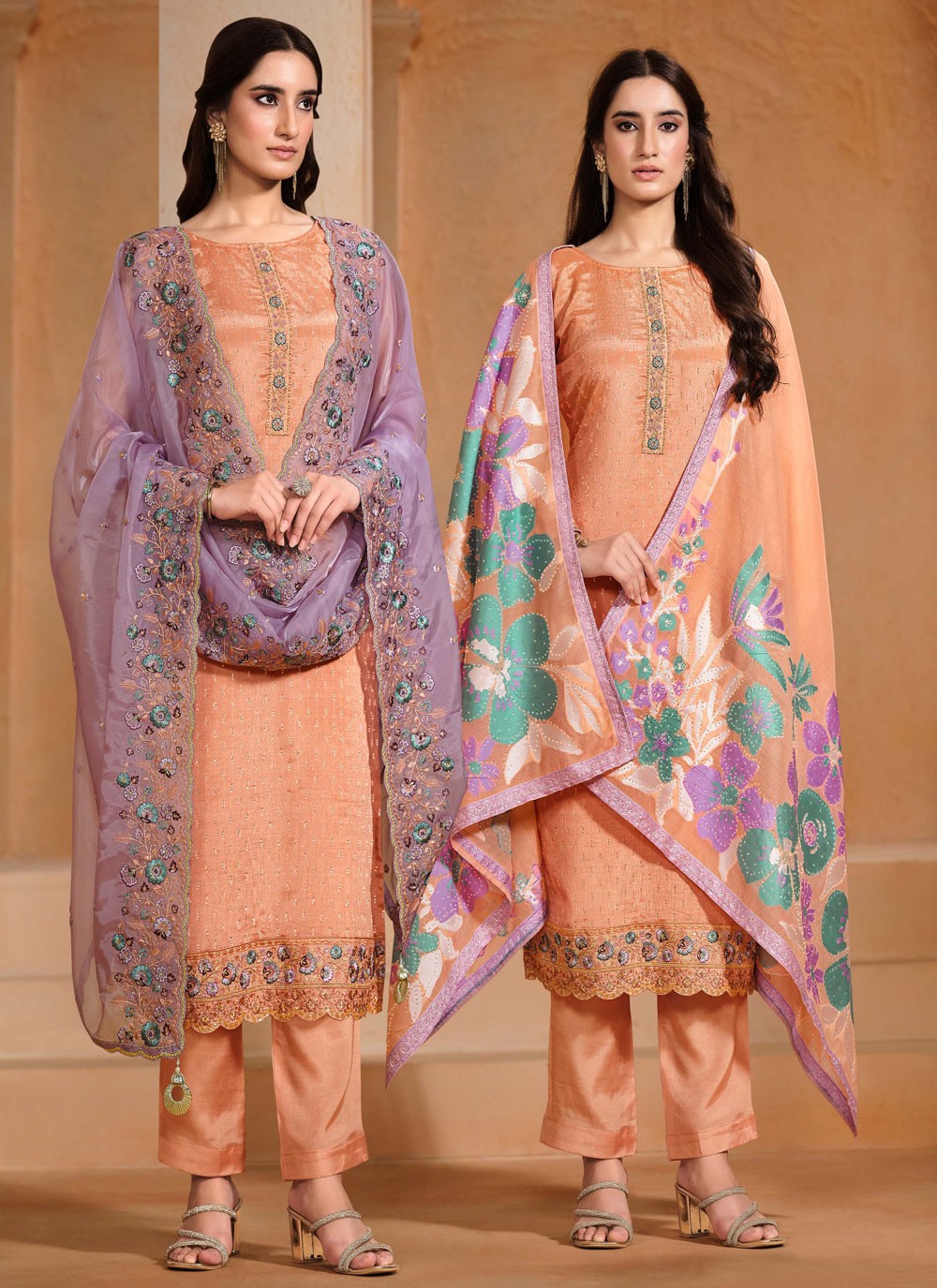 Chiffon, Chinon Salwar Suit - T4110