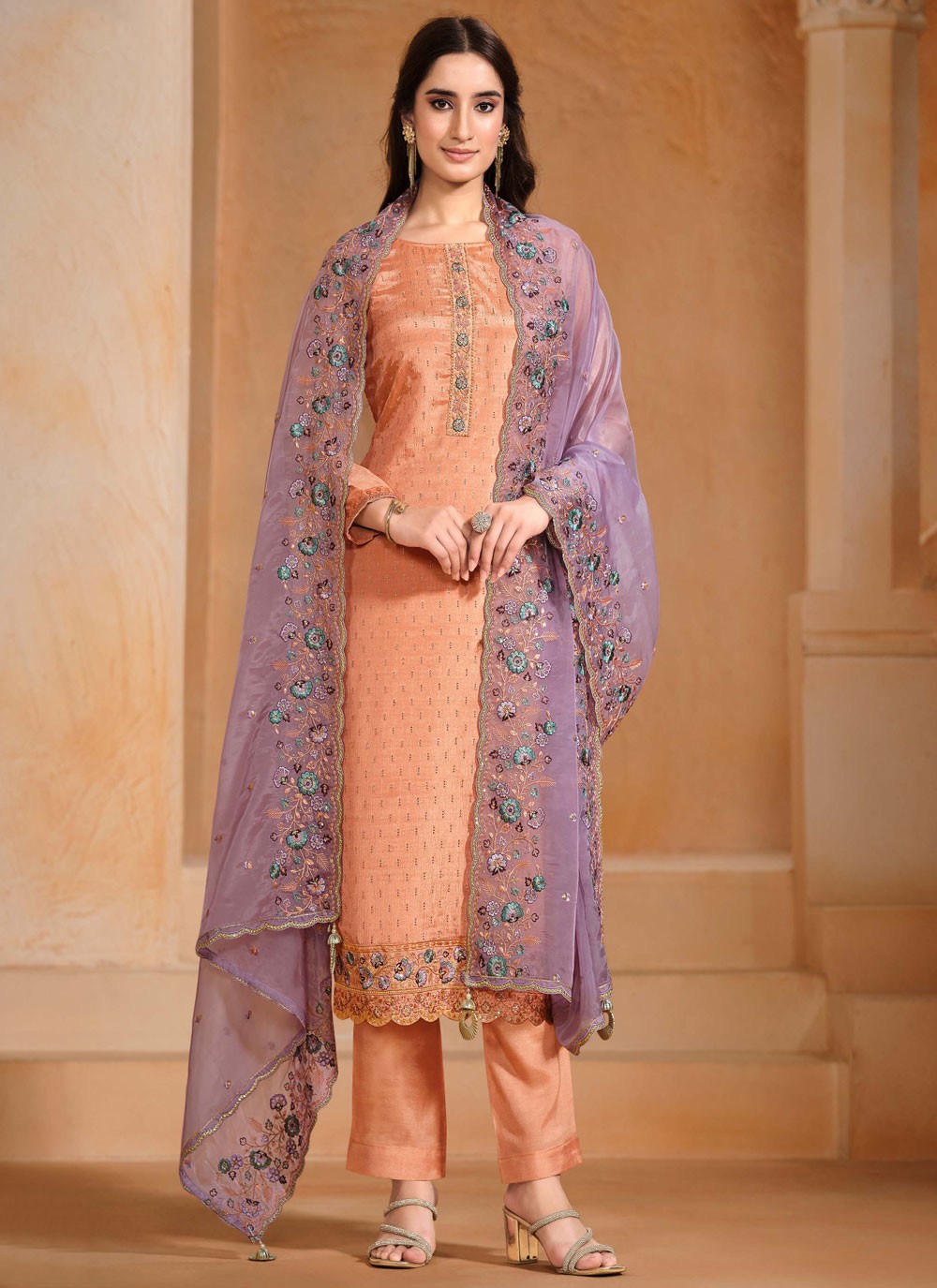 Chiffon, Chinon Salwar Suit - T4110