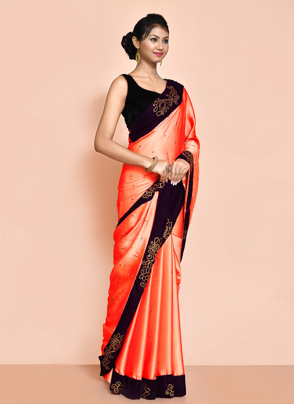 Contemporary Hand Embroidery Organza Saree - S9227